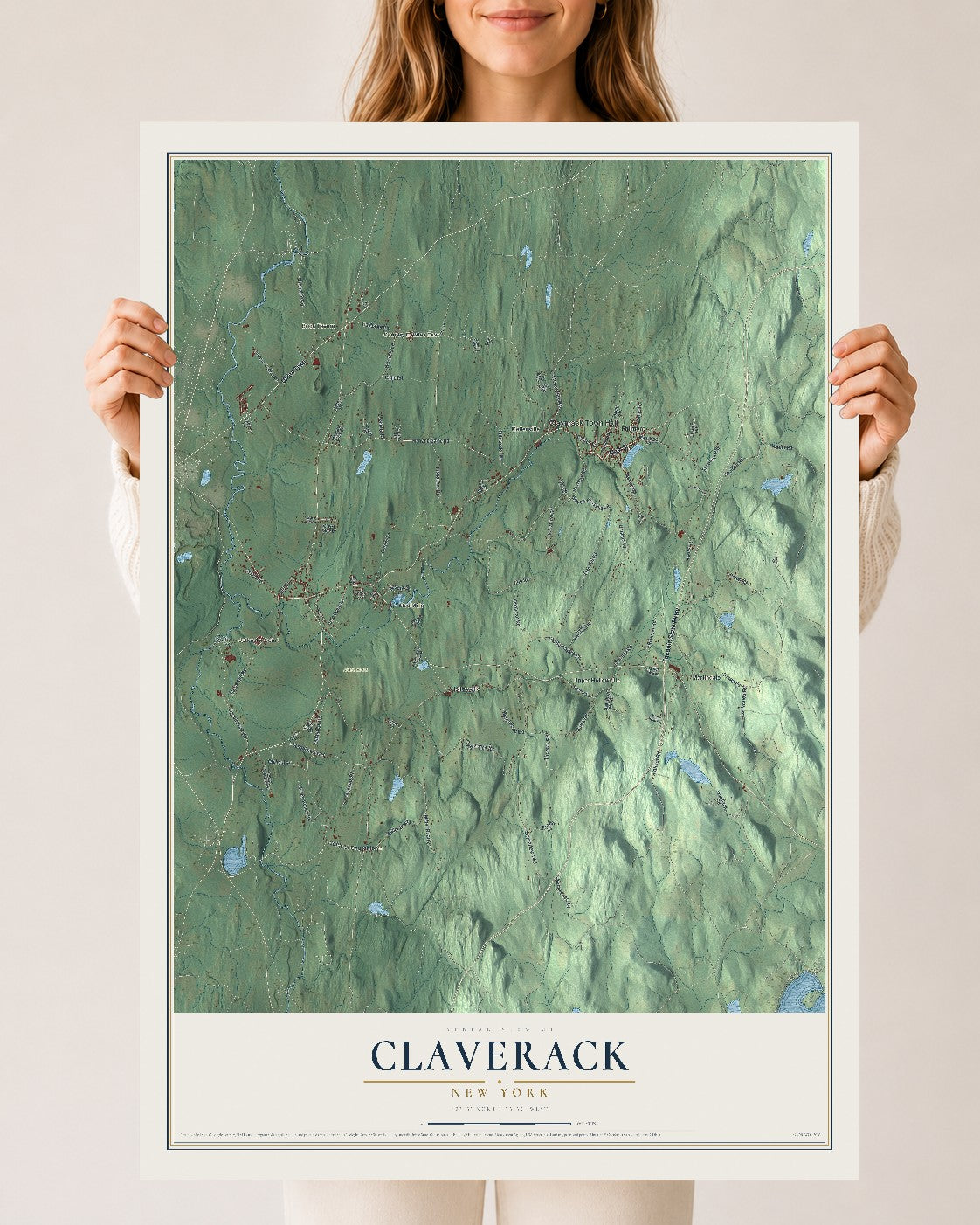 Claverack, New York map print, 24" x 36" Archival Matte Print mockup