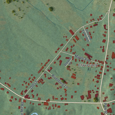 Close-up of the map of Claverack-Red Mills, New York print showing street and building detail