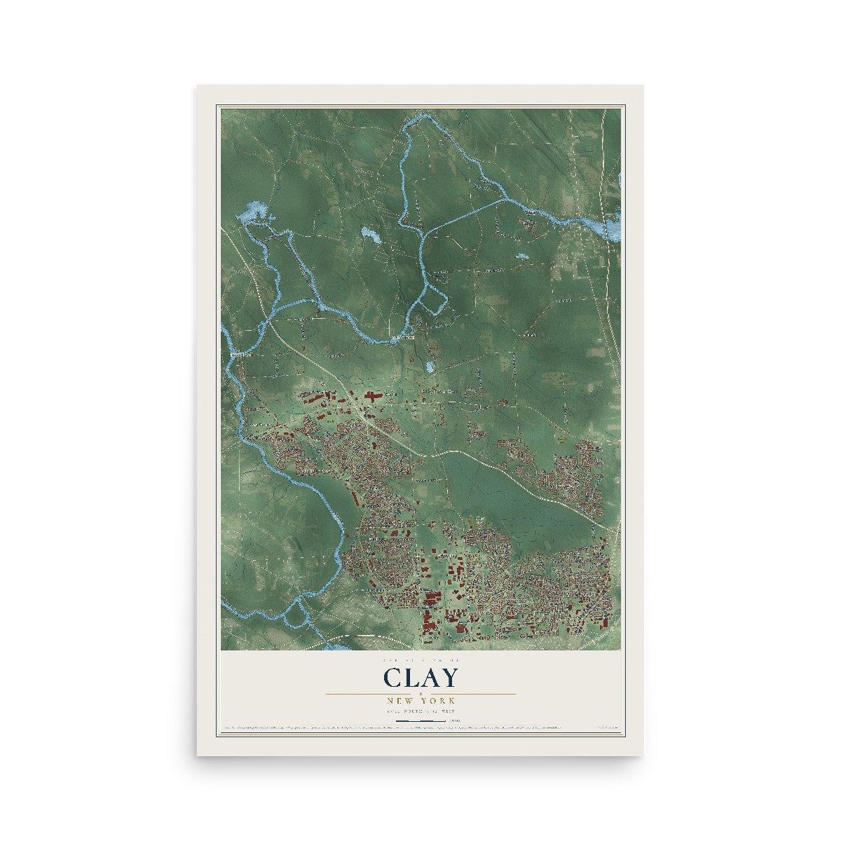 Clay, New York map print, 12" x 18" Archival Matte Print mockup