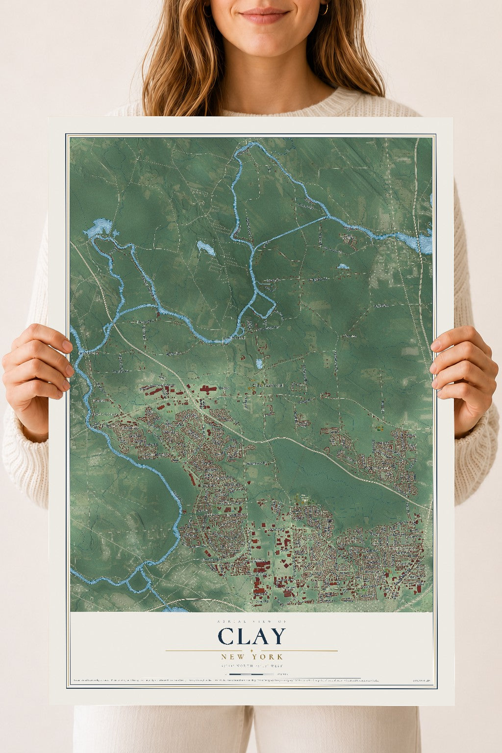 Clay, New York map print, 18" x 24" Archival Matte Print mockup