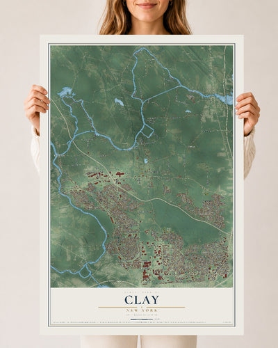 Clay, New York map print, 24" x 36" Archival Matte Print mockup