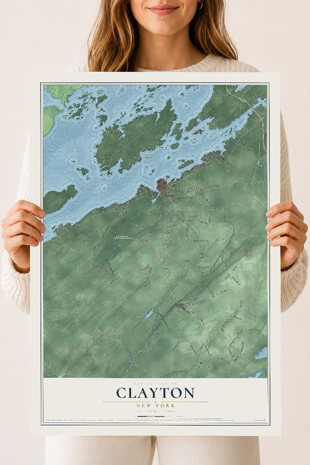 Clayton, New York map print, 18" x 24" Archival Matte Print mockup