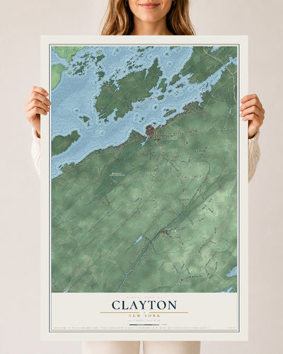 Clayton, New York map print, 24" x 36" Archival Matte Print mockup