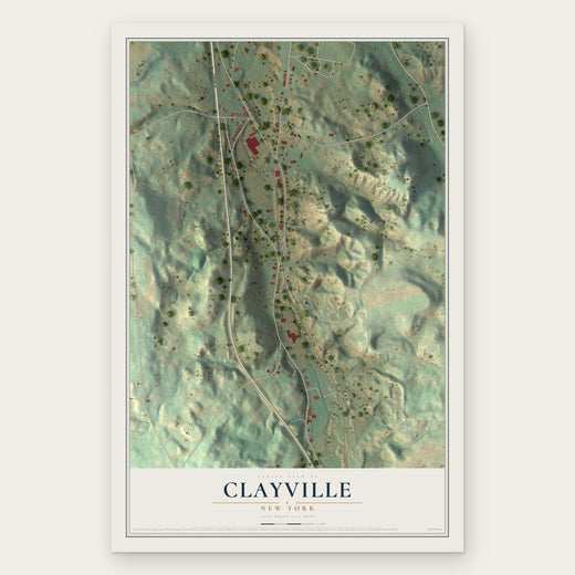 Clayville, New York map print, the full design
