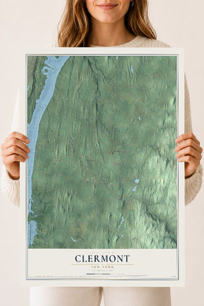 Clermont, New York map print, 18" x 24" Archival Matte Print mockup