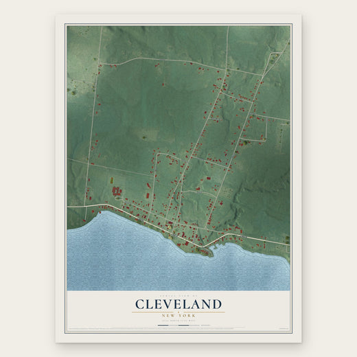 Cleveland, New York map print, the full design