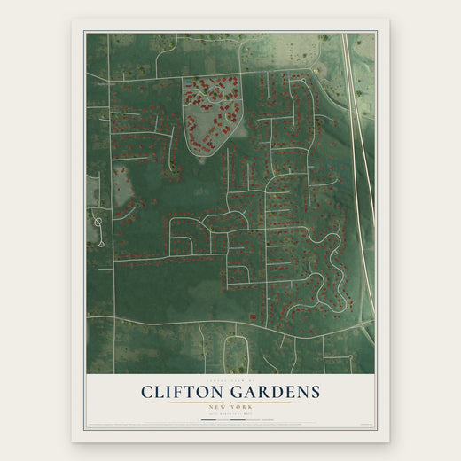 Clifton Gardens, New York map print, the full design