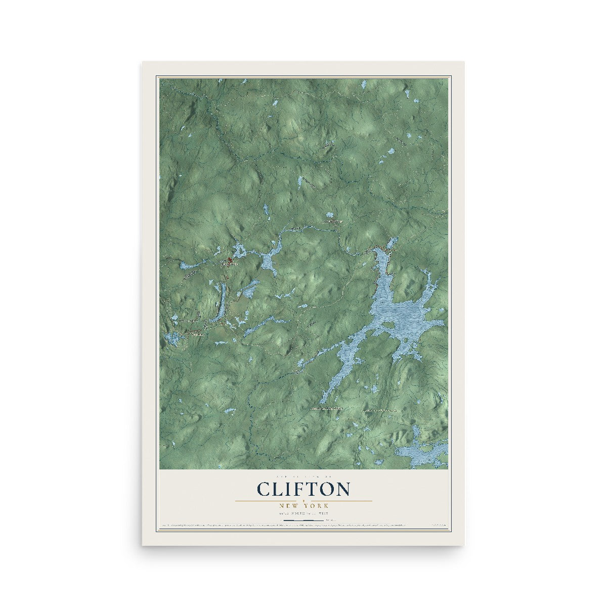 Clifton, New York map print, 12" x 18" Archival Matte Print mockup