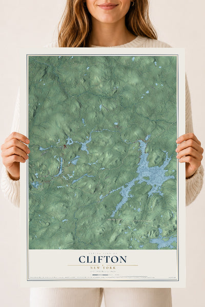 Clifton, New York map print, 18" x 24" Archival Matte Print mockup