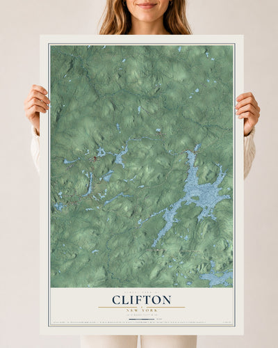 Clifton, New York map print, 24" x 36" Archival Matte Print mockup
