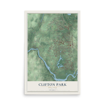 Clifton Park, New York map print, 12" x 18" Archival Matte Print mockup