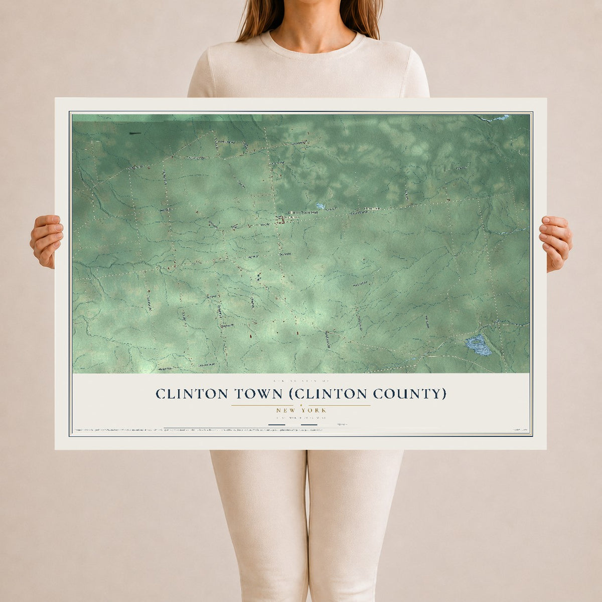 Clinton Town (Clinton County), New York map print, 24" x 36" Archival Matte Print mockup