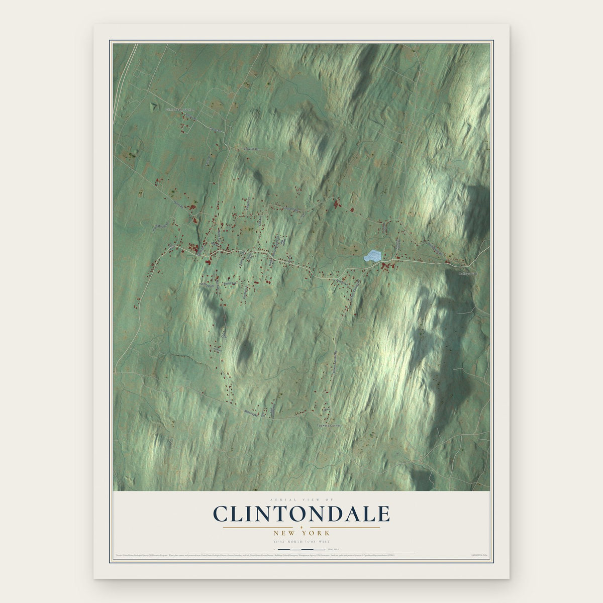 Clintondale, New York map print, the full design