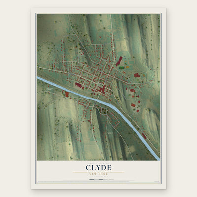 Clyde, New York map print, the full design