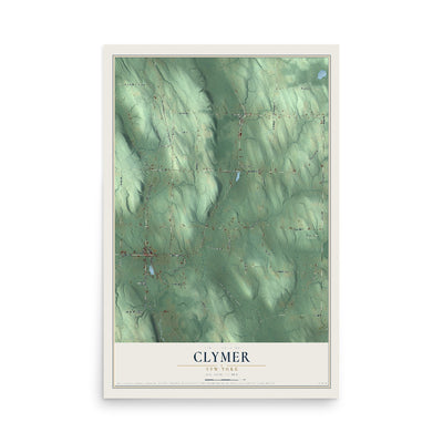 Clymer, New York map print, 12" x 18" Archival Matte Print mockup