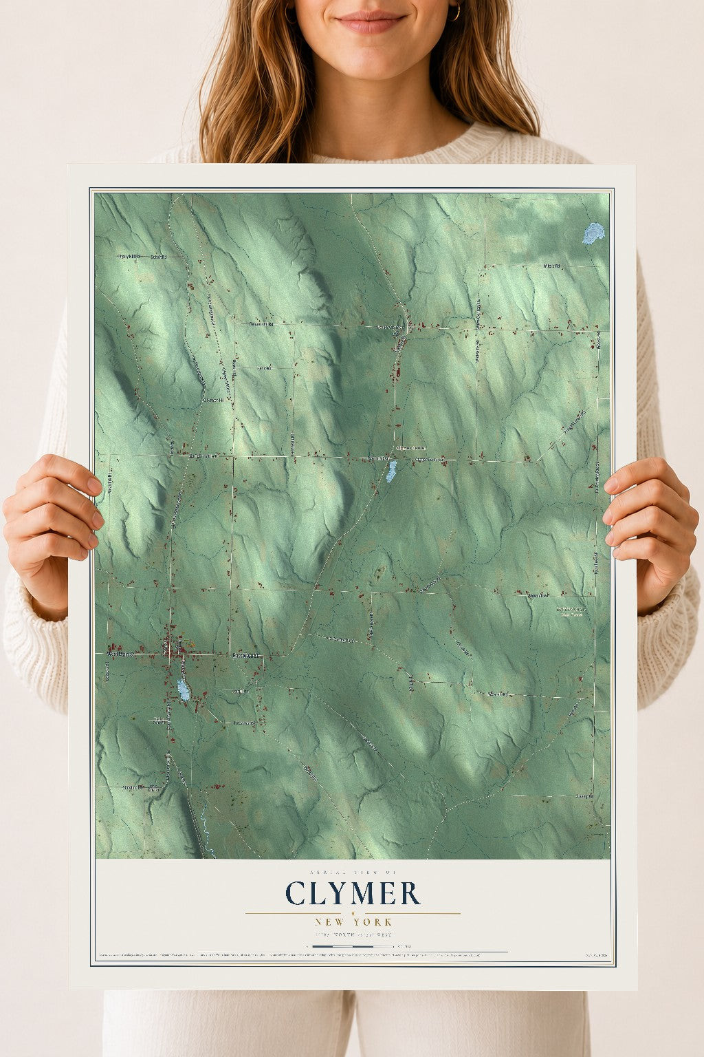 Clymer, New York map print, 18" x 24" Archival Matte Print mockup