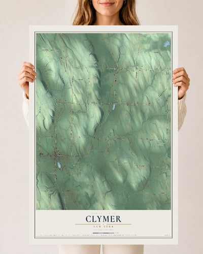 Clymer, New York map print, 24" x 36" Archival Matte Print mockup