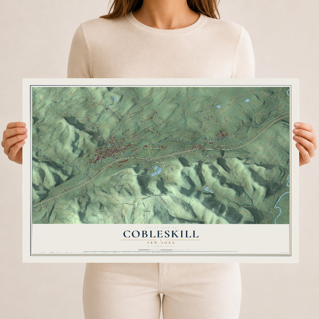 Cobleskill, New York map print, 12" x 18" Archival Matte Print mockup