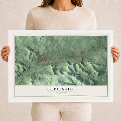 Cobleskill, New York map print, 12" x 18" W/ White Ayous Wood Frame mockup