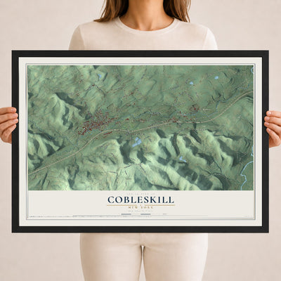 Cobleskill, New York map print, 18" x 24" W/ Black Ayous Wood Frame mockup