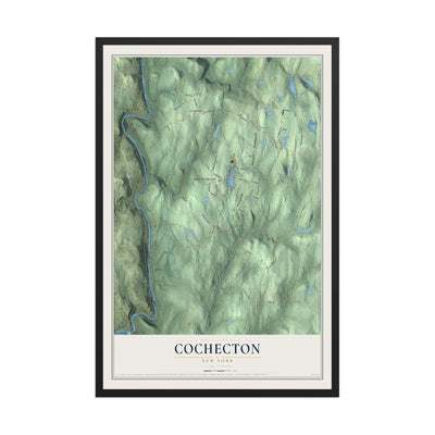 Map of Cochecton, New York, 12 x 18 inch print in a black wood frame