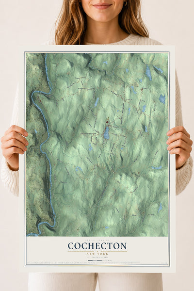 Cochecton, New York map print, 18" x 24" Archival Matte Print mockup