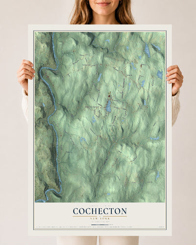 Cochecton, New York map print, 24" x 36" Archival Matte Print mockup