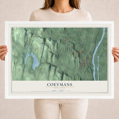 Coeymans, New York map print, 18" x 24" W/ White Ayous Wood Frame mockup