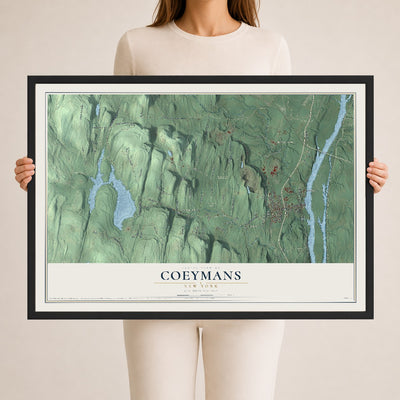 Coeymans, New York map print, 24" x 36" W/ Black Ayous Wood Frame mockup