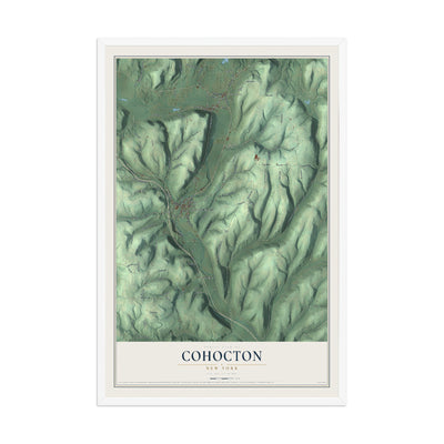 Cohocton, New York map print, 12" x 18" W/ White Ayous Wood Frame mockup