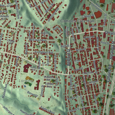 Close-up 1 of the Cohoes, New York map artwork