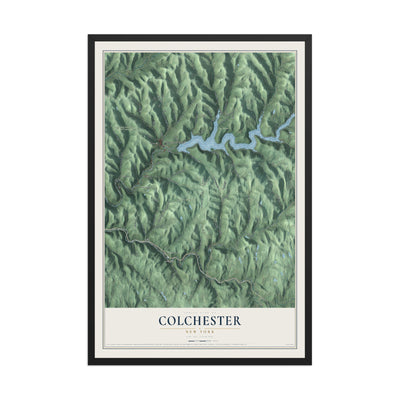 Colchester, New York map print, 12" x 18" W/ Black Ayous Wood Frame mockup