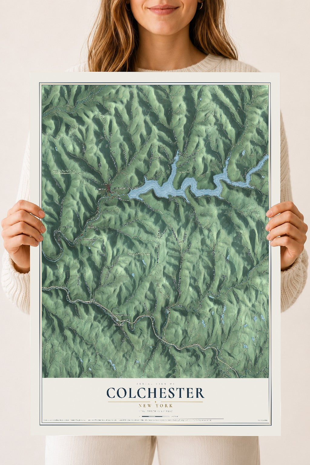 Colchester, New York map print, 18" x 24" Archival Matte Print mockup