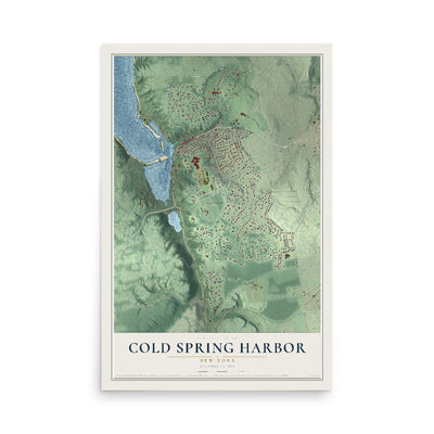 Cold Spring Harbor, New York map print, 12" x 18" Archival Matte Print mockup