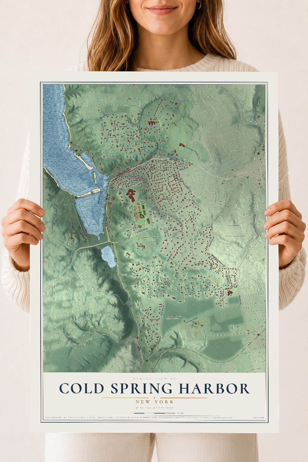Cold Spring Harbor, New York map print, 18" x 24" Archival Matte Print mockup