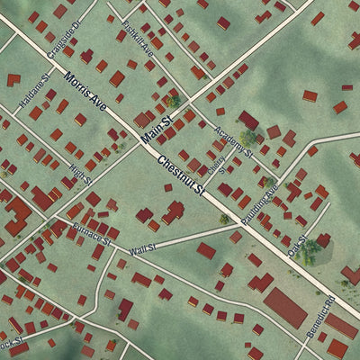 Close-up 1 of the Cold Spring, New York map artwork