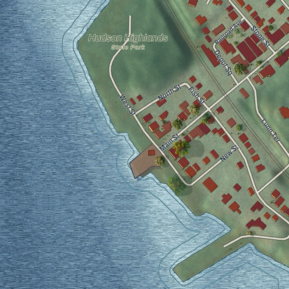 Close-up 2 of the Cold Spring, New York map artwork