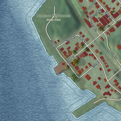 Close-up 2 of the Cold Spring, New York map artwork