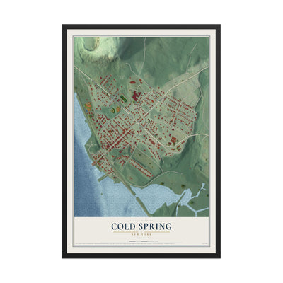 Cold Spring, New York map print, 12" x 18" W/ Black Ayous Wood Frame mockup