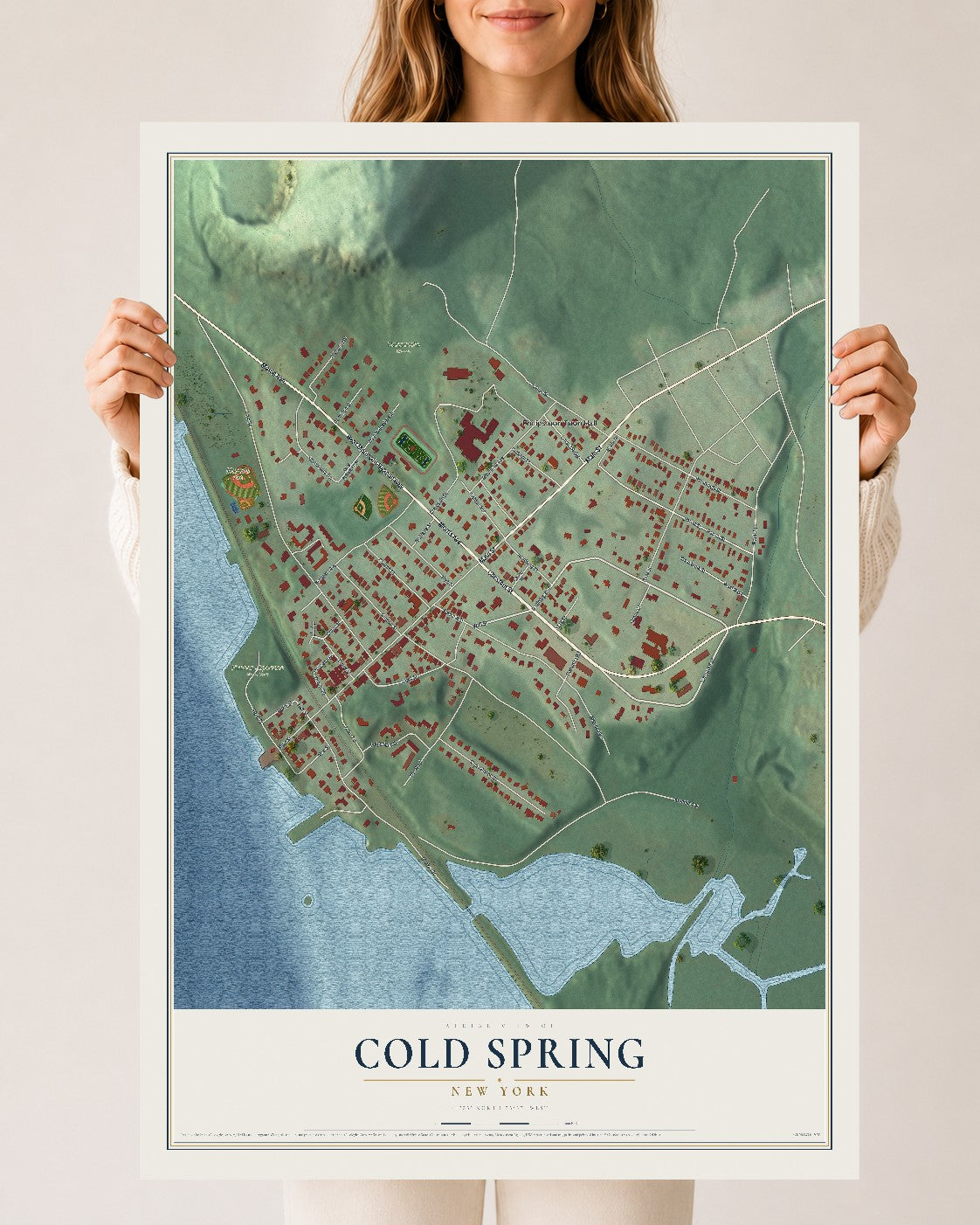 Cold Spring, New York map print, 24" x 36" Archival Matte Print mockup