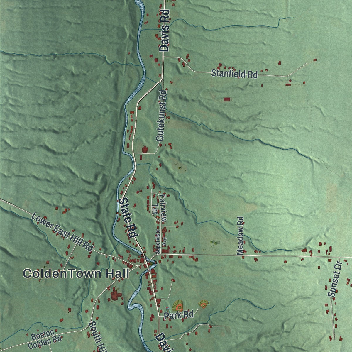 Close-up 1 of the Colden, New York map artwork