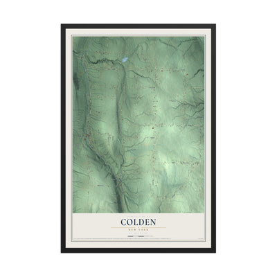 Colden, New York map print, 12" x 18" W/ Black Ayous Wood Frame mockup