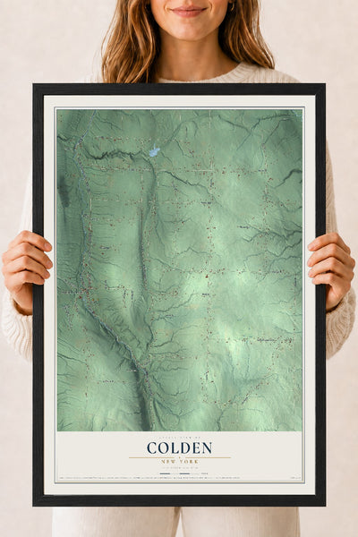 Colden, New York map print, 18" x 24" W/ Black Ayous Wood Frame mockup