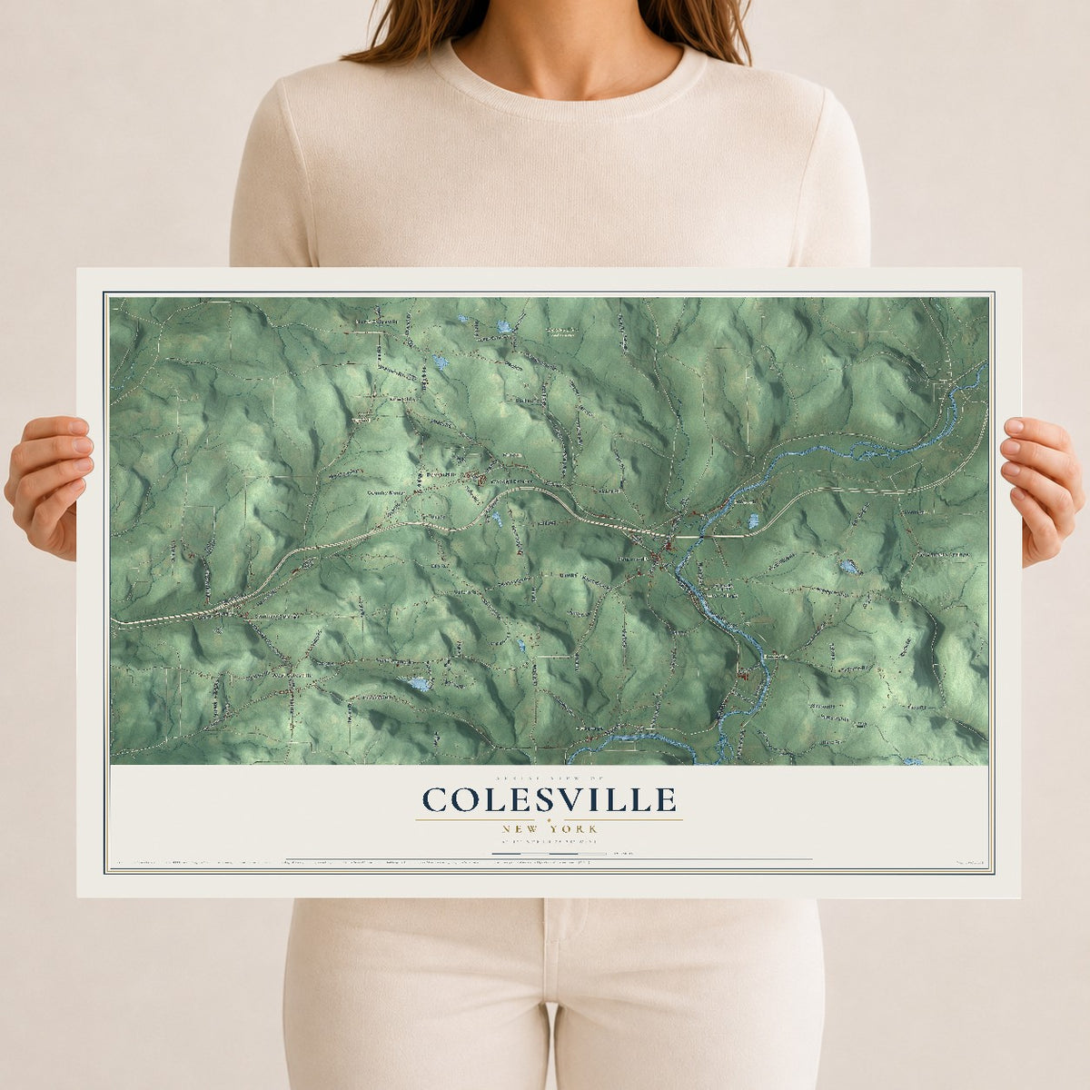 Colesville, New York map print, 12" x 18" Archival Matte Print mockup