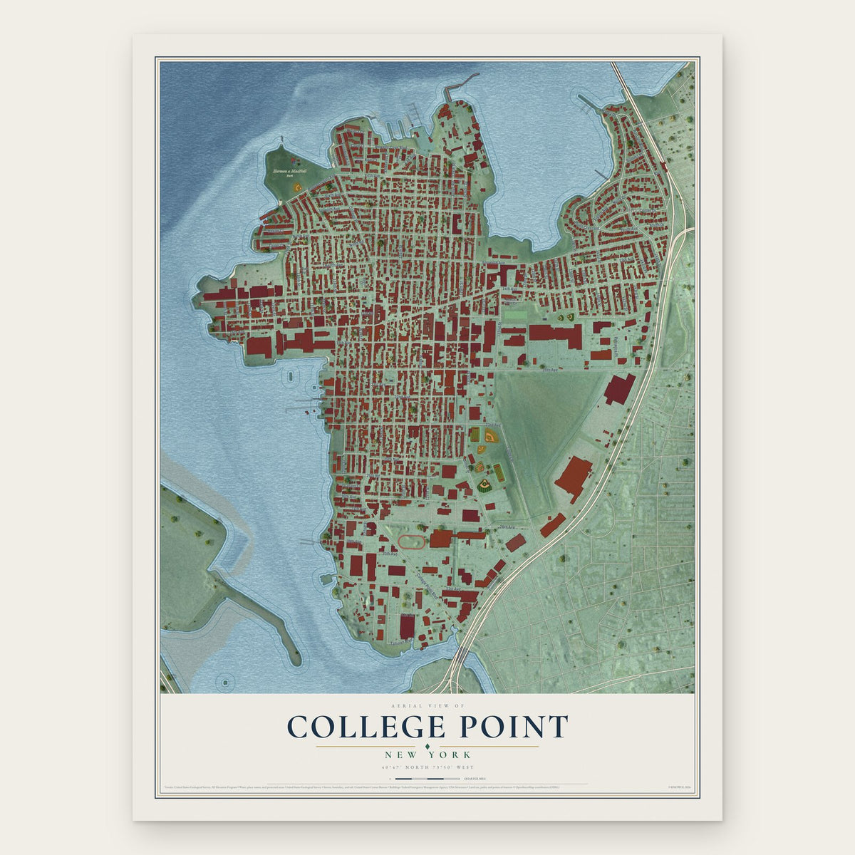 College Point, New York map print, the full design