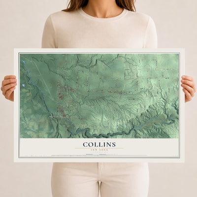 Collins, New York map print, 12" x 18" Archival Matte Print mockup