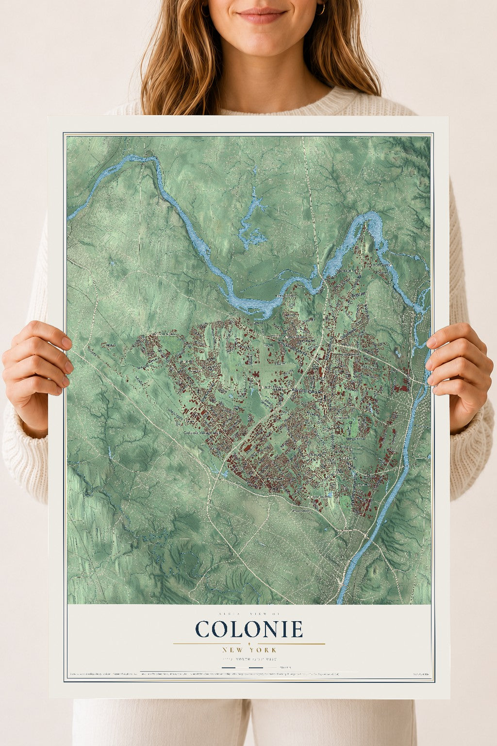 Colonie, New York map print, 18" x 24" Archival Matte Print mockup