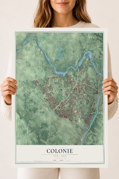 Colonie, New York map print, 18" x 24" Archival Matte Print mockup