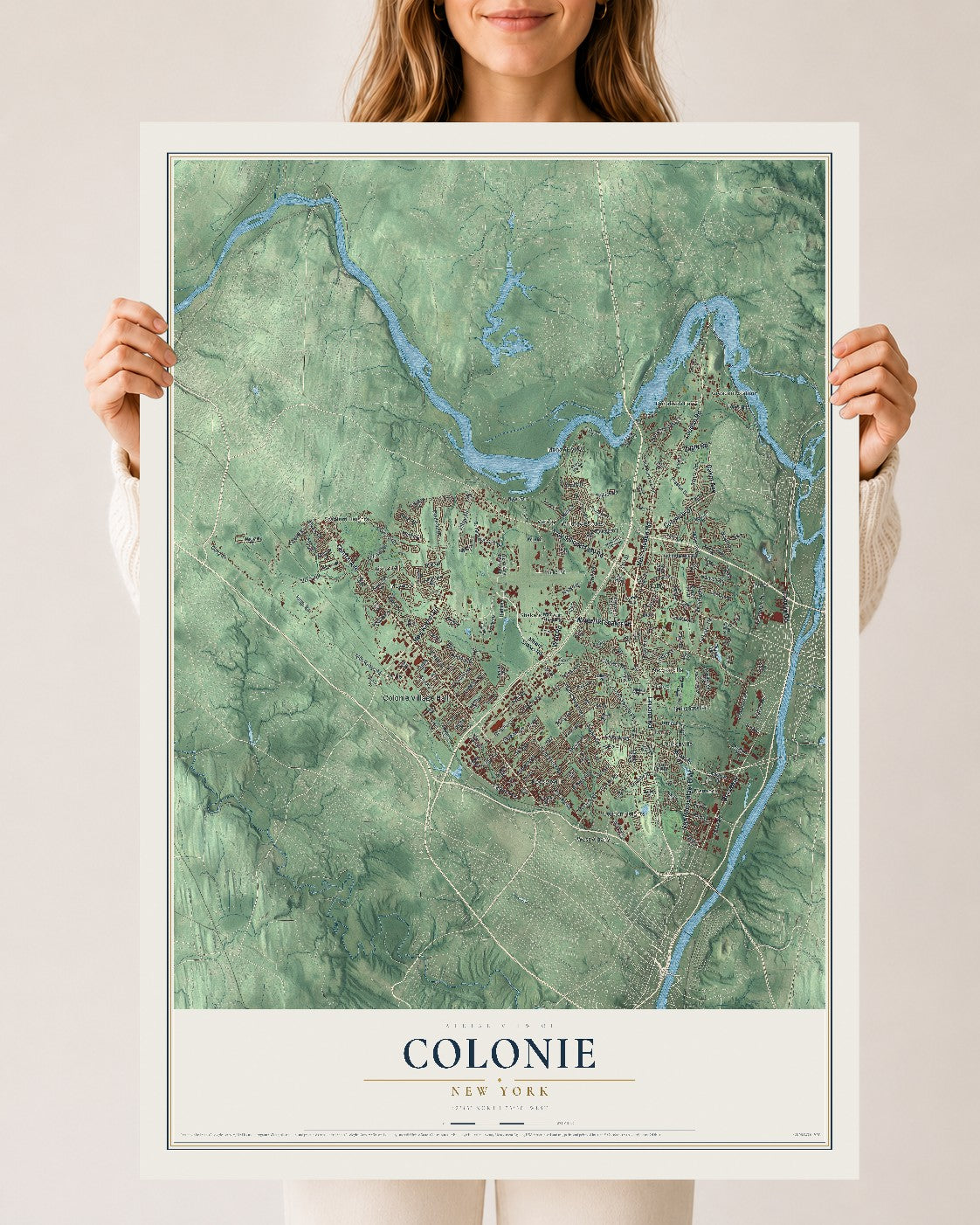Colonie, New York map print, 24" x 36" Archival Matte Print mockup
