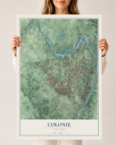 Colonie, New York map print, 24" x 36" Archival Matte Print mockup